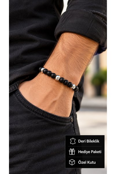 HER ŞEY NOTA www.herseynota.com Qerelis Valen Matte Black Beaded Men's Bracel...