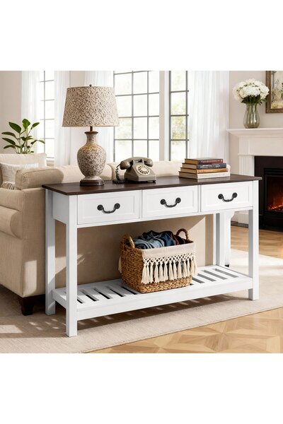 VEVOR Măsuță de hol, Dimensiuni (L x l x H): 120 x 30 x 80 cm, Culoare: alb +...