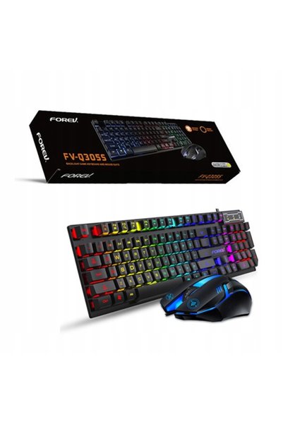 Forev Tastatură de gaming hibridă RGB + Set mouse de gaming