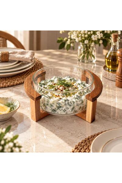 ROSSEV Akasya Glass Serving Bowl with Stand, 15 cm