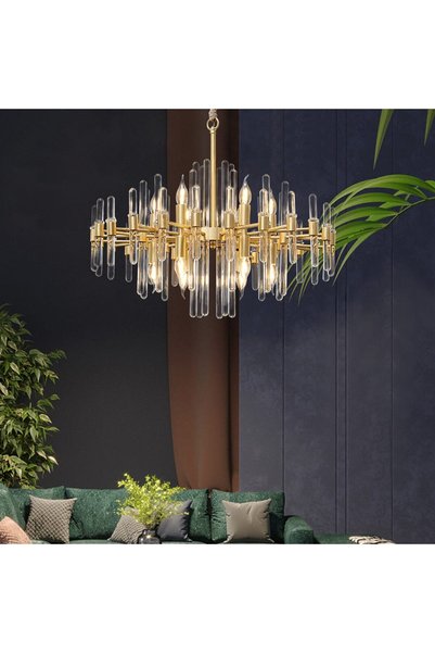 OEM Candelabru Cristal CC850/620GD,10xE14, 62X45cm, Inaltime Reglabila, Auriu...