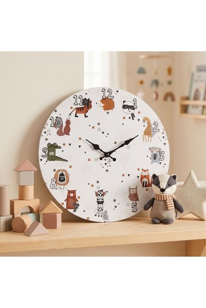 Gift Design Ceas de perete pentru camera copilului, 33 cm, MDF, model cu anim...