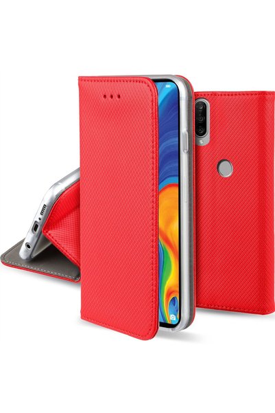 MOOZY Калъф за телефон, Moozy, Flip On, за Huawei P30 Lite, червен, екологичн...