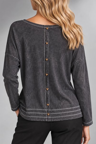 Boutique Juji VINTAGE YIKAMA SALAŞ KESİM BONCUKLU ANTRASİT BLUZ