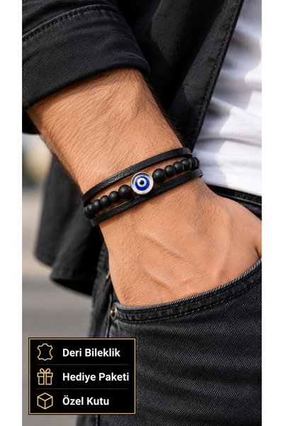 HER ŞEY NOTA www.herseynota.com Trevonar Osella Black Leather Men's Bracelet ...