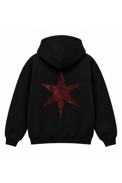 zaee 2M Motive Stone-Embellished Oversized Zip-Up Hoodie