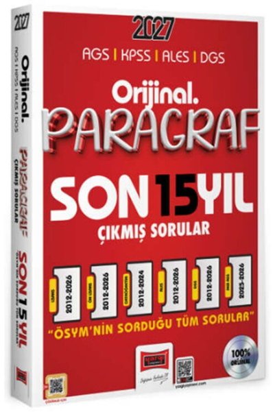 Yargı Yayınları 2027 AGS KPSS ALES DGS Orijinal Paragraf 15 Yıl Çıkmış Sorular