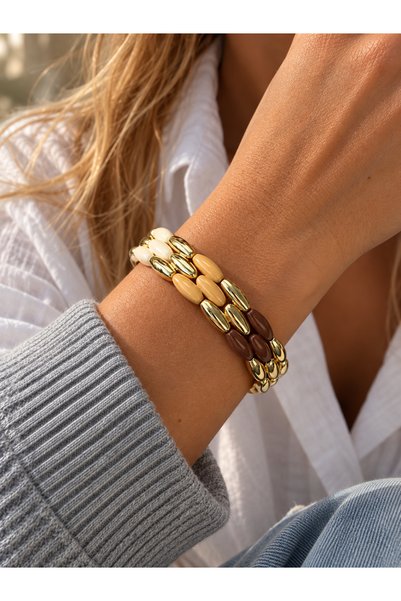 Miliva Gold Detailed, Curved, Geometric-Shaped, Shiny, and Glamorous Women's ...