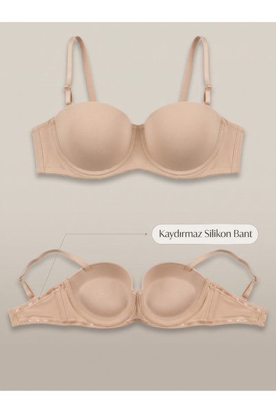Lavint Homewear Skin-Tone Padded Strapless Non-Slip Band Microfiber-Lined Pus...