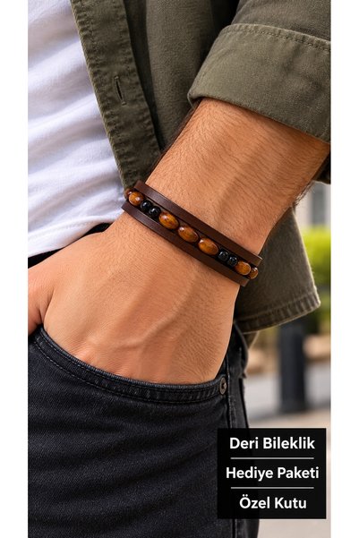 HER ŞEY NOTA www.herseynota.com Crevion Palessa Brown Leather Men's Bracelet ...
