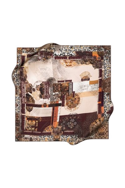 Pierre Cardin Tivil Polyester Scarf 7670799 912 Burgundy Ethnic Patterned