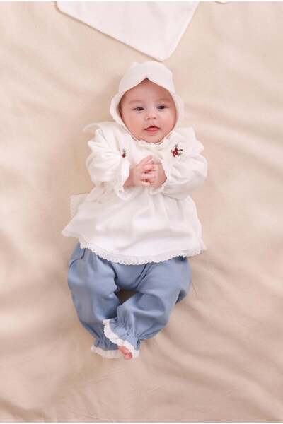 ZEYNUKO Girl's 100% Cotton 0-3 Months Rosamina 5-Piece Newborn Hospital Disch...