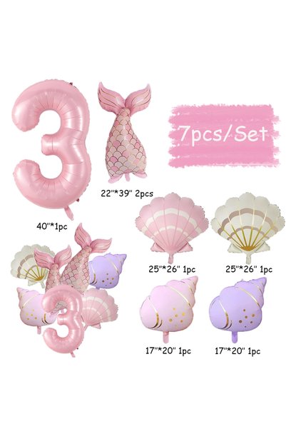 Choice NUMBER 32inch HG9268-3 7pcs Mermaid Balloons Decoration Set Family Gat...