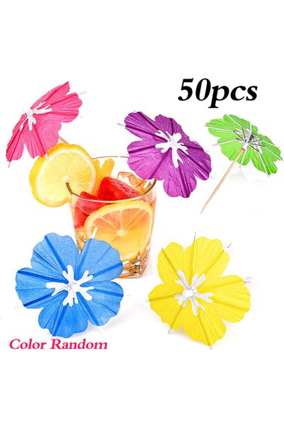 Choice Random Colors 50Pcs Drink Cocktail Umbrella Picks Floral Umbrella Toot...