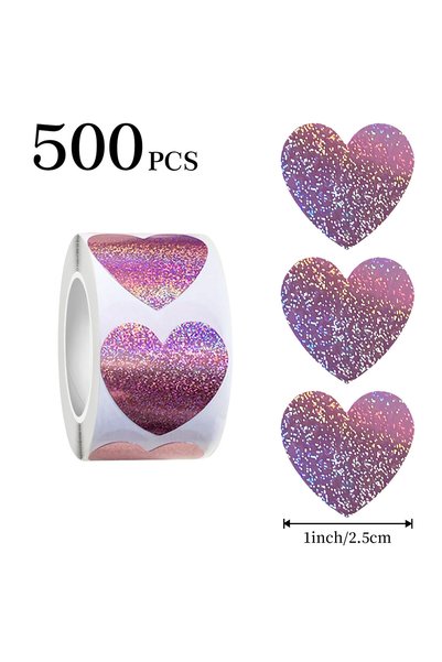 Choice 2.5CM D 500Pcs/Roll 1.5 Inch Pink Heart Holographic Stickers Ideal for...