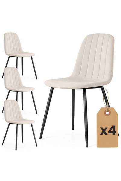 Akord Furniture Factory Set de 4 scaune tapițate cu catifea LUMO, 46x44x87 cm...