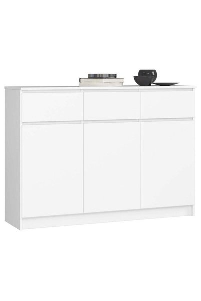MyOfficeShop Comodă cu 3 uși și 3 sertare, placaj laminat, 138x40x99 cm, alb mat