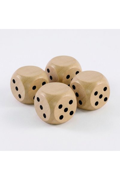 JOY CREATIVE Set of 4 x schima wood dice, 3 cm, FSC certified wood, Joy Creat...