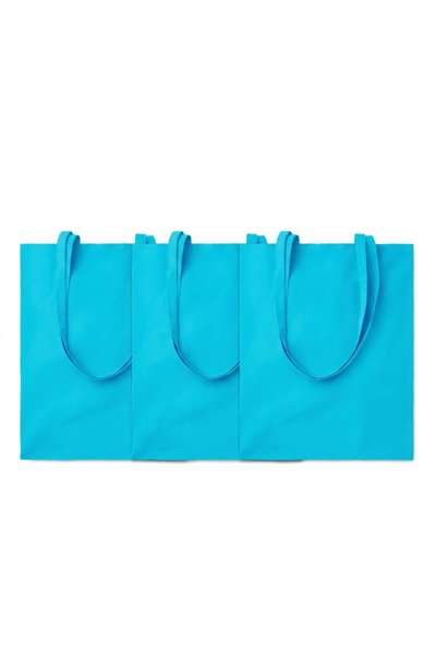 JOY CREATIVE Set of 3 x Cotton shopping bags 140 g/m2, 38 x 42 cm, long handl...