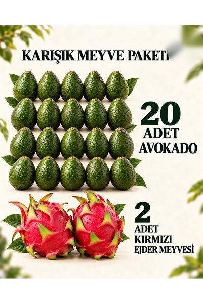 Genel Markalar Avokado 20 Adet + Ejder Meyvesi 2 Adet Kutusu Dalından Taze