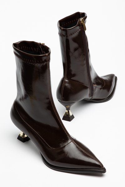 HCO SHOES Cizme pentru femei cu vârf ascuțit, material elastic, cu fermoar și...