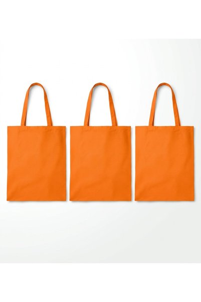 JOY CREATIVE Set of 3 x Cotton shopping bags 140 g/m2, 38 x 42 cm, long handl...