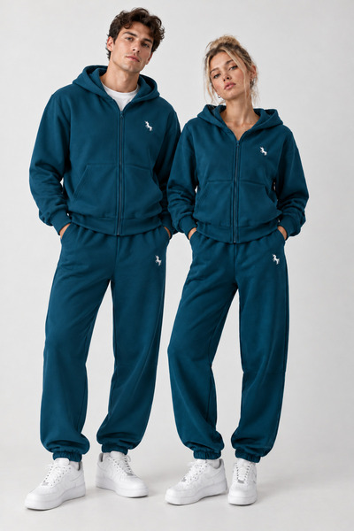 Boi Set de trening de iarnă din jerseu din bumbac, cu croială oversize, model...