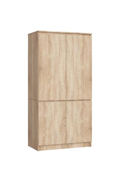 MyOfficeShop Dulap cu 4 uși, rafturi și bară pentru umerașe, PAL laminat, 90x...