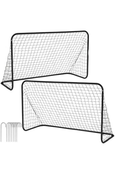 MyOfficeShop Set de 2 porți de fotbal din metal, 122 x 183 cm, profil de 25 m...