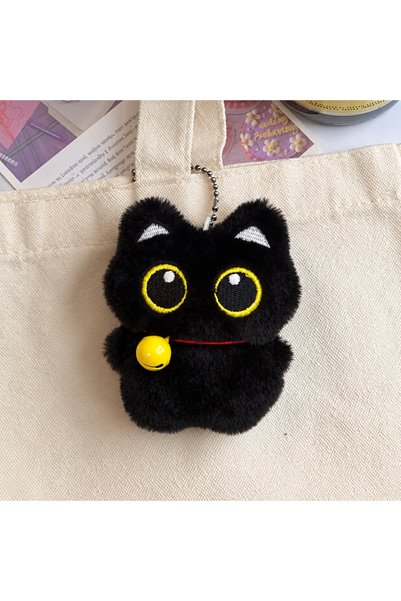 synshop Kawai Big-Eyed Black Cat "The Legend of Luo Xiaohei" Plush Keychain T...