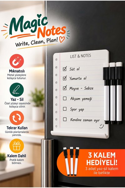 iselahome Magic Notes – Panou magnetic din plexiglas pentru frigider, pe care...