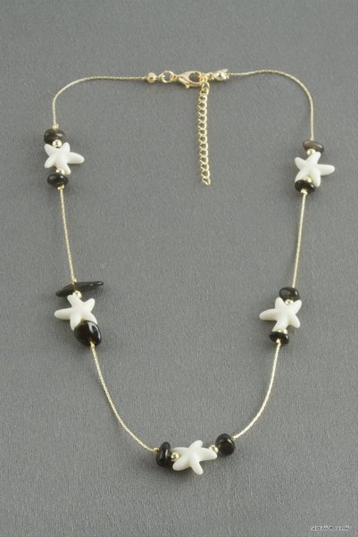 ZERO LAND SPT-GLD Starfish Broken Natural Stone (231537) Necklace, Black