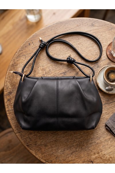 goreels Women's Black Shoulder Bag – Everyday Bag with Ruched Detail and Adju...