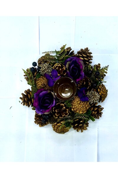 Natural CORONITA CRACIUN CU SUPORT PENTRU LUMANARE TIP PASTILA PURPLE 25CM