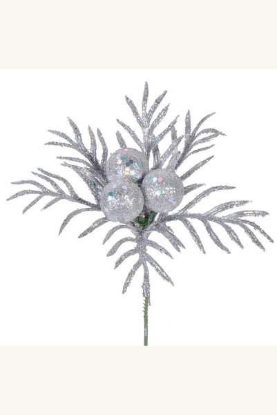 Comerivo Floare Craciun argintie 17cm cu sclipici - decoratiune eleganta pent...