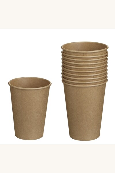 Comerivo Set 10 pahare carton kraft 270ml, ideale pentru bauturi la eveniment...