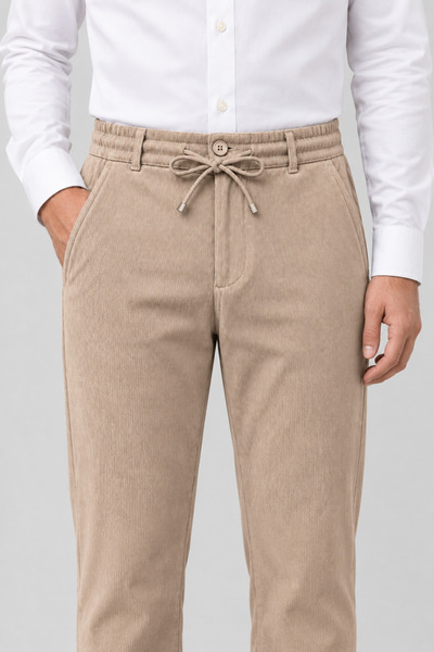 ElitWear KIŞLIK KADİFE Kumaş Beli İpli Ve Lastikli Regular Pantolon