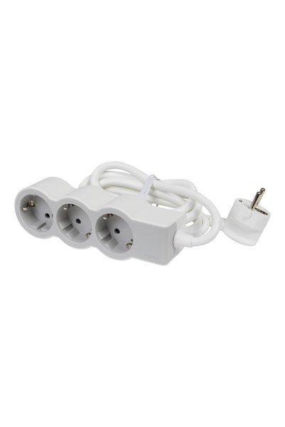 SHOPIENS Prelungitor cu cablu IP20, 3 prize, 3 x 1,5 mmp, 3680 W, 1,5 m, alb-gri