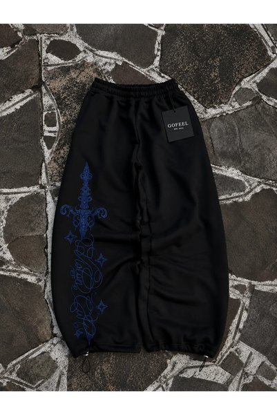 Gofeel Y2K Street Defeat Stone Embellished Baggy-Fit Unisex Sweatpants