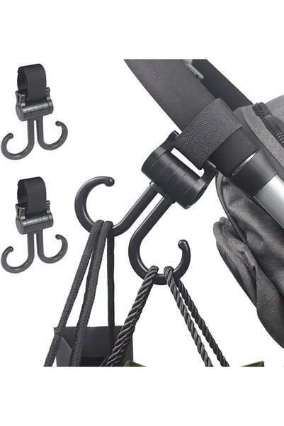 ToolHouse خطافات عربة أطفال متعددة الأغراض، عبوة من قطعتين، خطافات تخزين دوار...