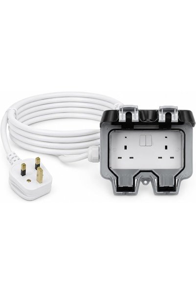 Generic IP66 Waterproof Outdoor Extension Cable 10M – Double Socket (2 Gang) ...