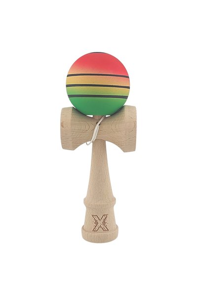 OEM Kendama X, din lemn, Rubber Grip, 18 cm, roșu/galben/verde, joc de îndemâ...