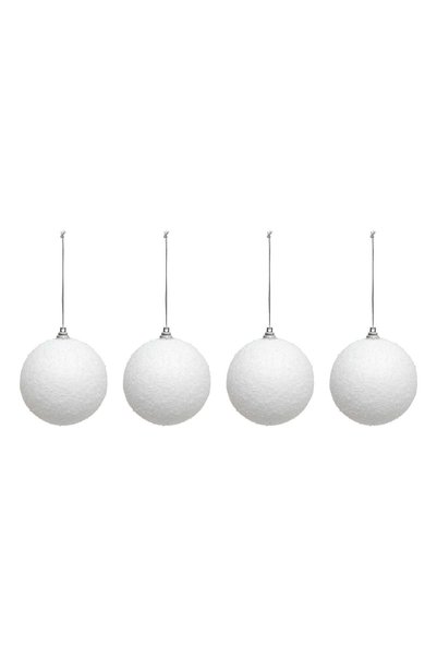 Atmosphera Set 4 globuri inzapezite pentru brad - albe, D 8 cm -