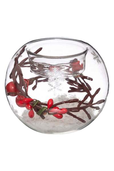 Atmosphera Suport lumanare pastila glob din sticla, decor de Craciun, D 8 cm -