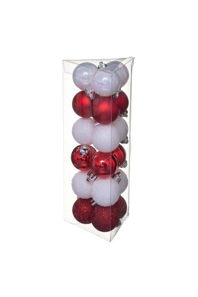 Atmosphera Set 18 globuri, D 3 cm, rosu si alb |