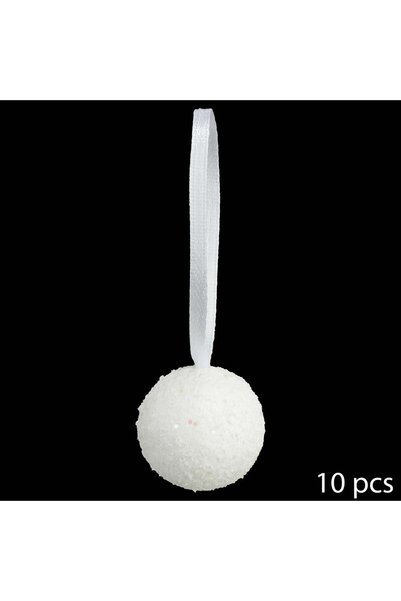 Atmosphera Set 10 globuri cu sclipici, albe, D 6 cm |