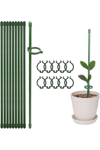 KVZVK 12 Inch Plant Support Stakes, with Adjustable Retaining Ring Green Plan...