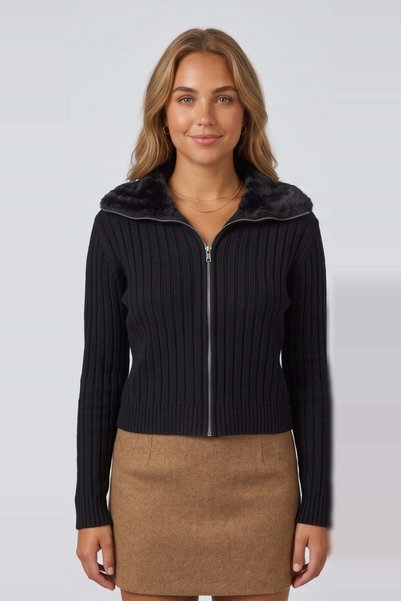 Fashion Friends Cardigan with Plush Collar