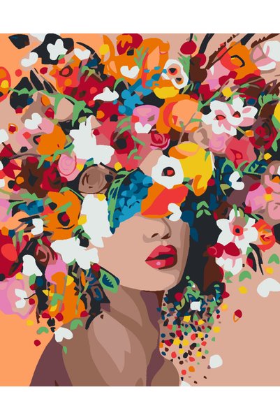 Painting-numbers Set pictura pe numere Flower Head 4568, panza pe rama lemn, ...