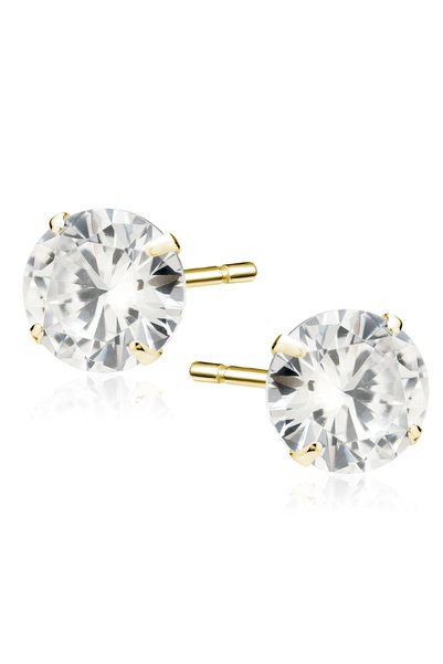 Generic Brand Cercei tip stud din argint 925 placați cu aur de 14K cu zirconi...